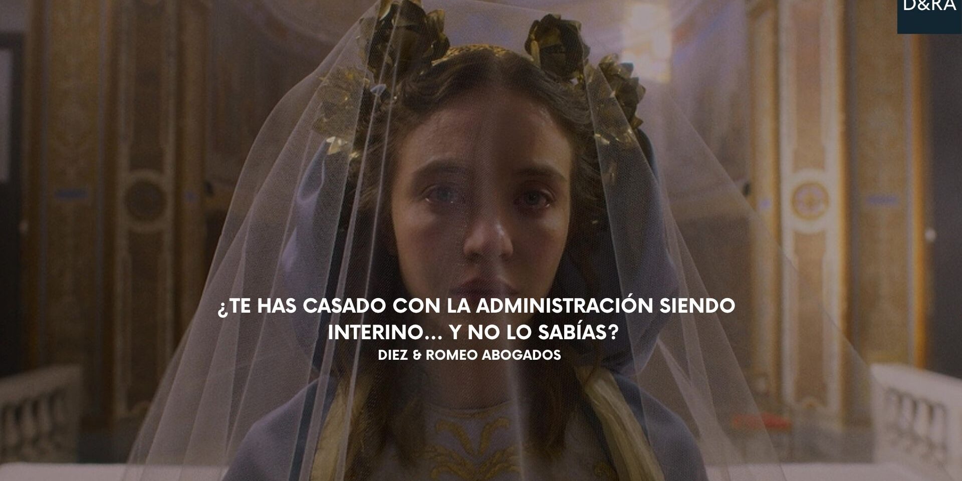 Interina con velo de novia como metáfora del vínculo forzoso con la Administración pública.