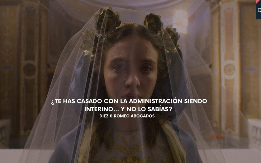 Interina con velo de novia como metáfora del vínculo forzoso con la Administración pública.