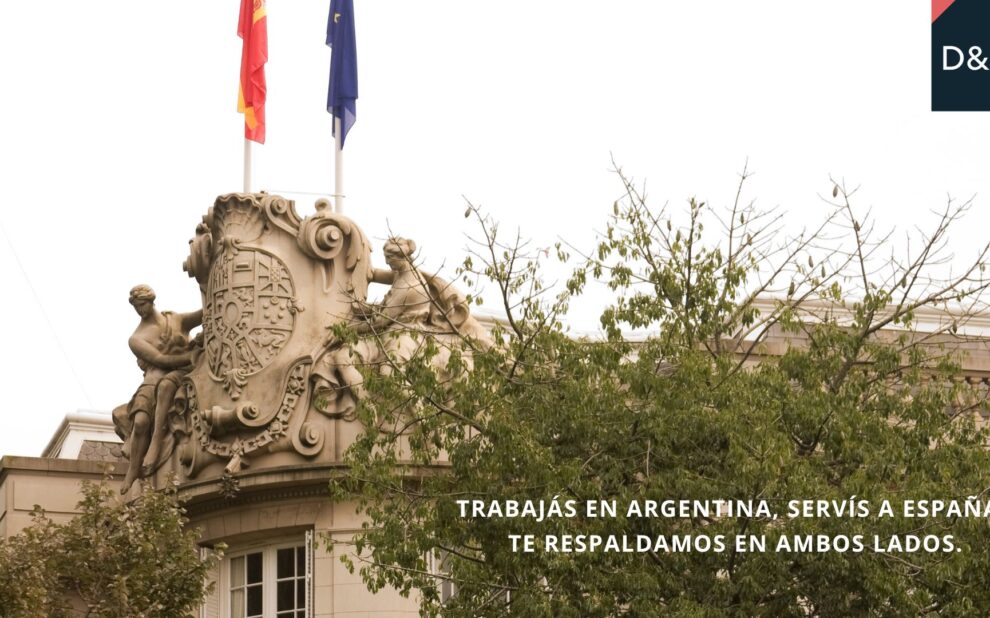Fachada de la Embajada de España en Argentina con énfasis en la labor de opositores y funcionarios españoles que trabajan en el exterior. Díez & Romeo