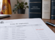 Lista de aspirantes con una exclusión señalada en rojo, junto a libros de Derecho Administrativo y el logotipo de Díez & Romeo Abogados.